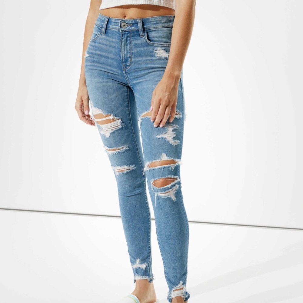 Light wash high rise jegging